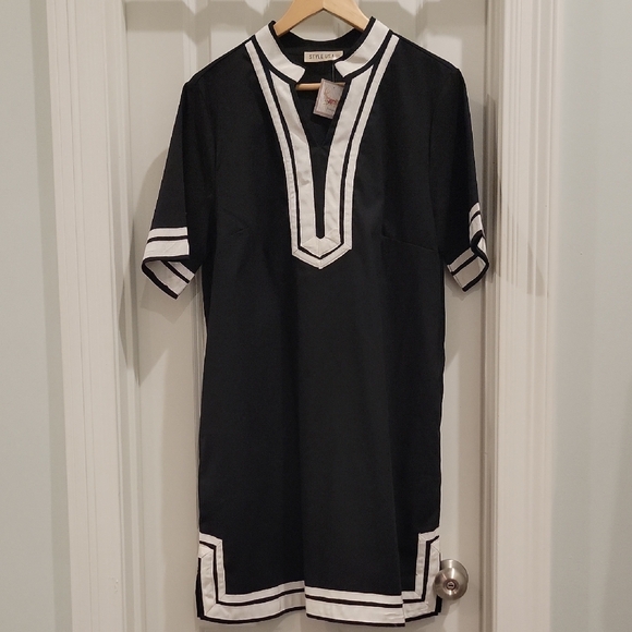 Black Dress with White Trim - Picture 1 of 7
